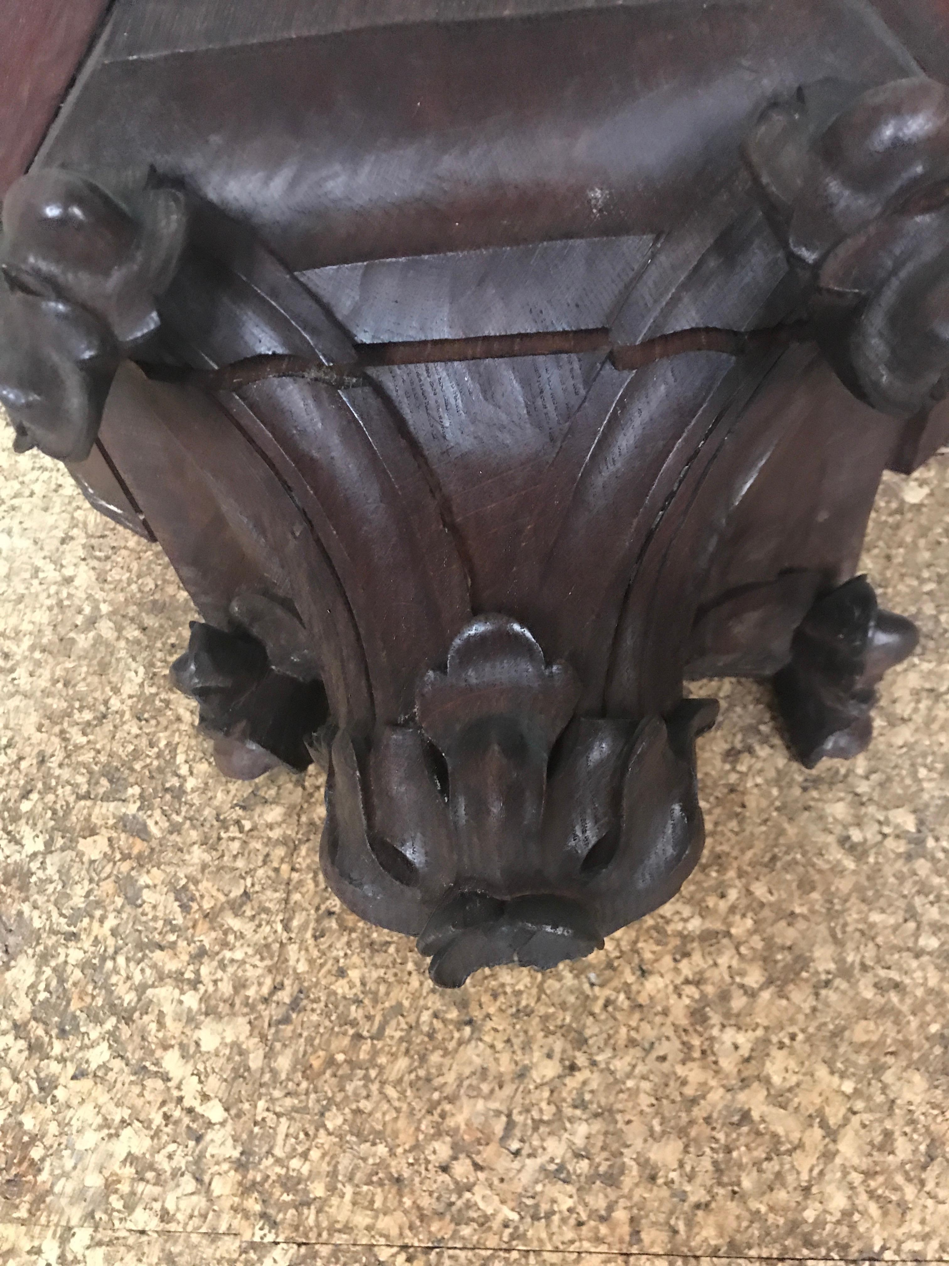 Gothic Revival Three Pair of 19th Century Hand Carved Oak Wall Bracket Consoles For Sale