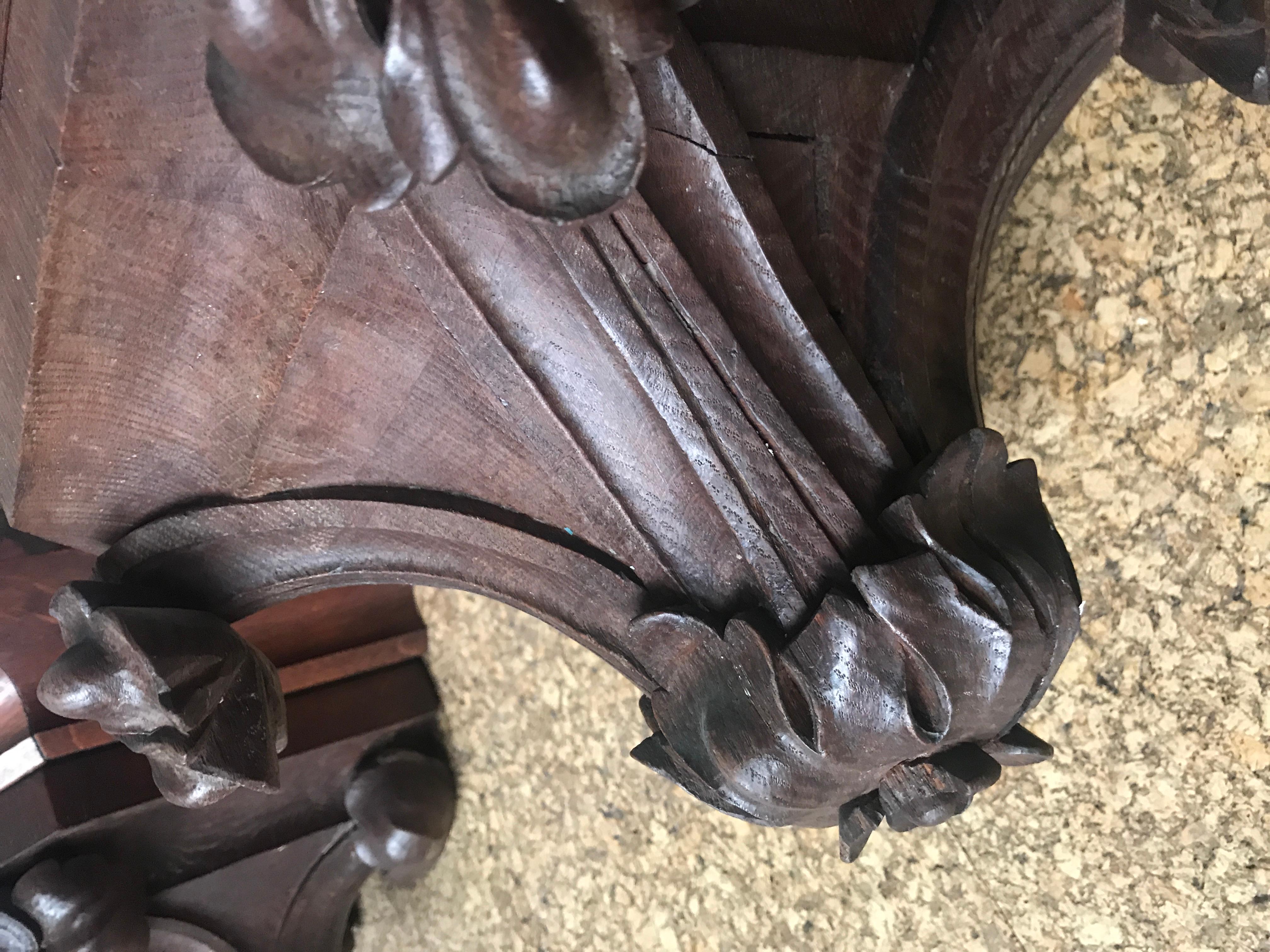 Hand-Carved Three Pair of 19th Century Hand Carved Oak Wall Bracket Consoles For Sale