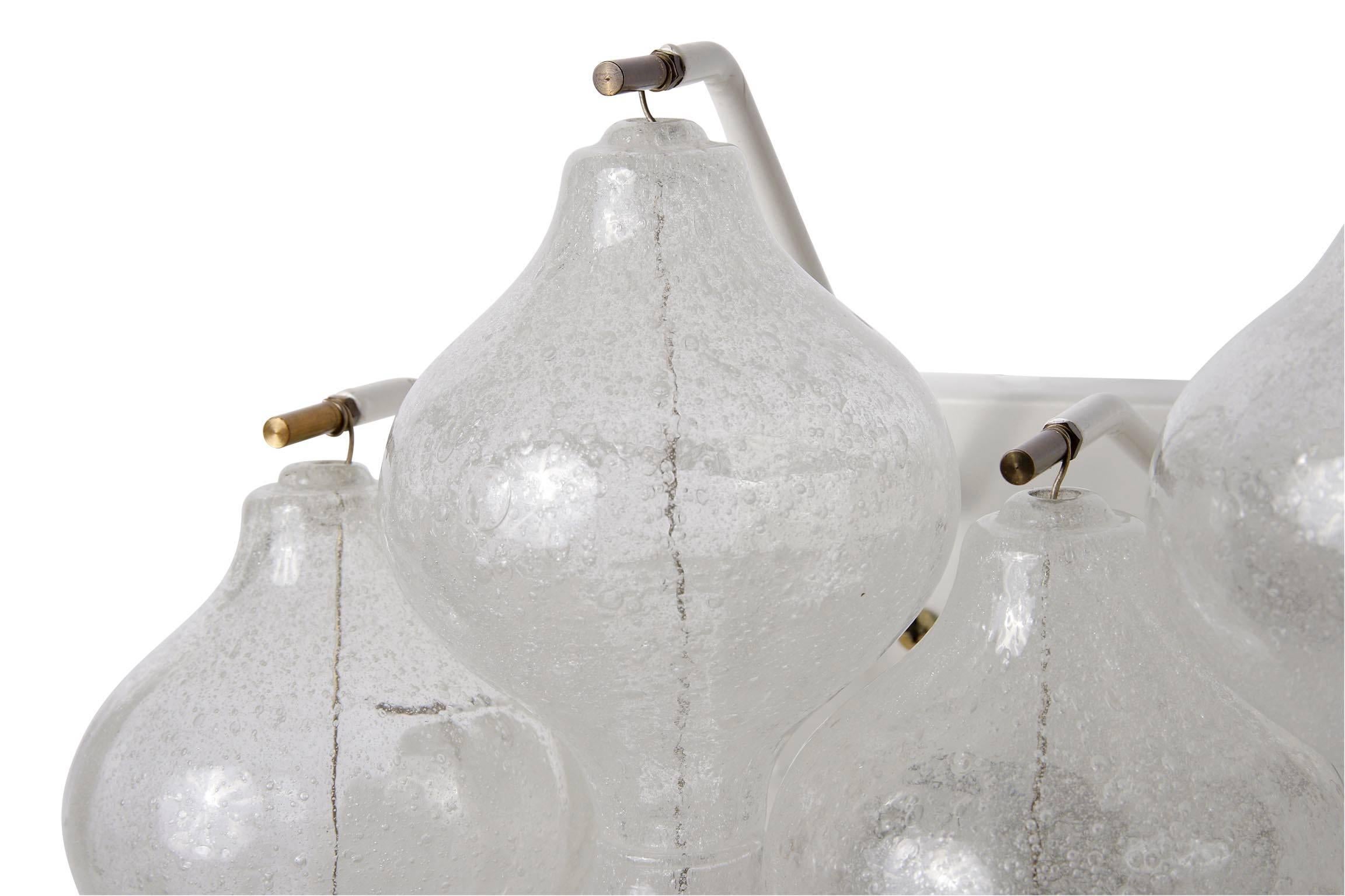 Pair of Kalmar 'Tulipan' Wall Lights Sconces, Murano Glass Brass, 1970s, 2 Pairs For Sale 7