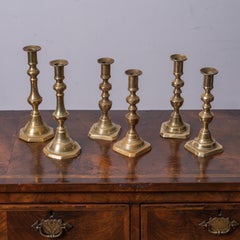 Three Pairs of Brass Candlesticks, 19th Century