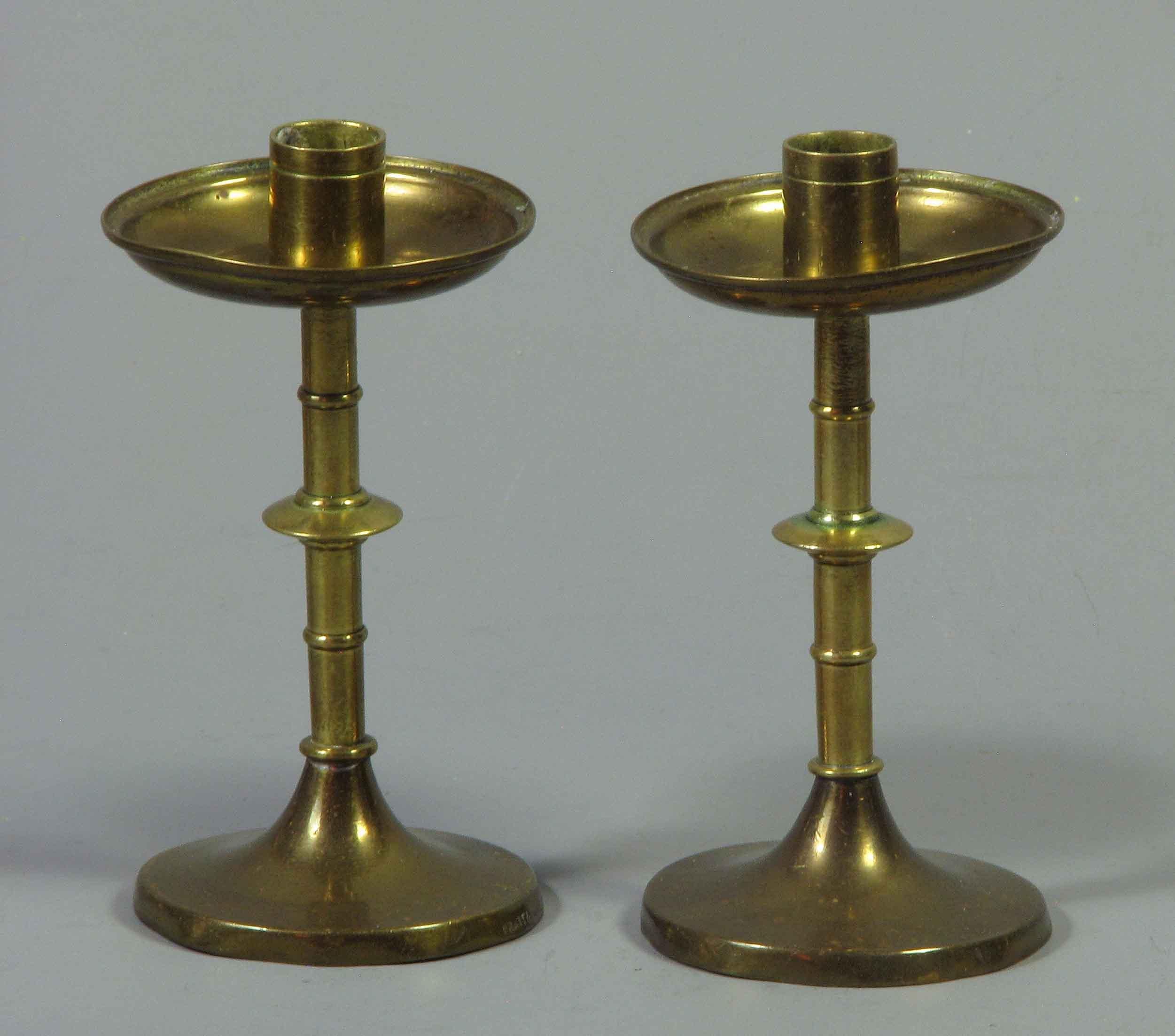 Three Pairs of Brass Candlesticks, 19th Century In Good Condition For Sale In Ottawa, Ontario