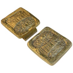 Three Pairs of Brutalist Bronze Push and Pull Door Handles for Double Doors
