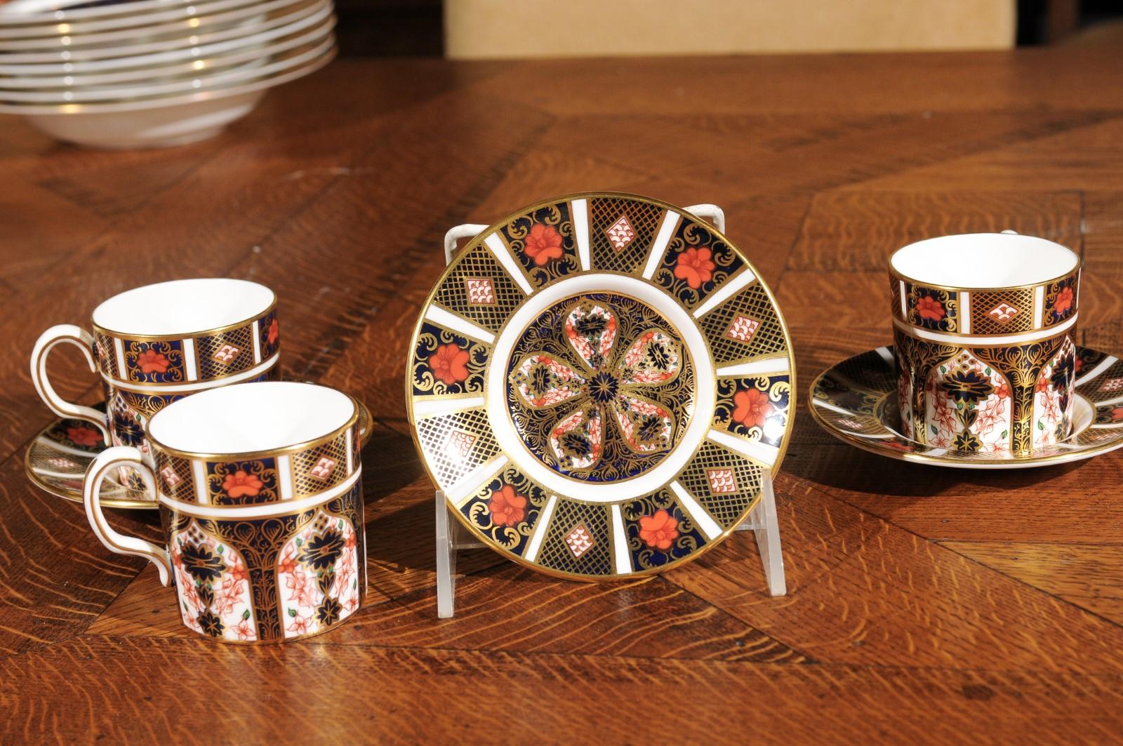 Three Pairs of English Old Imari Royal Crown Derby Demitasses and Saucers 5