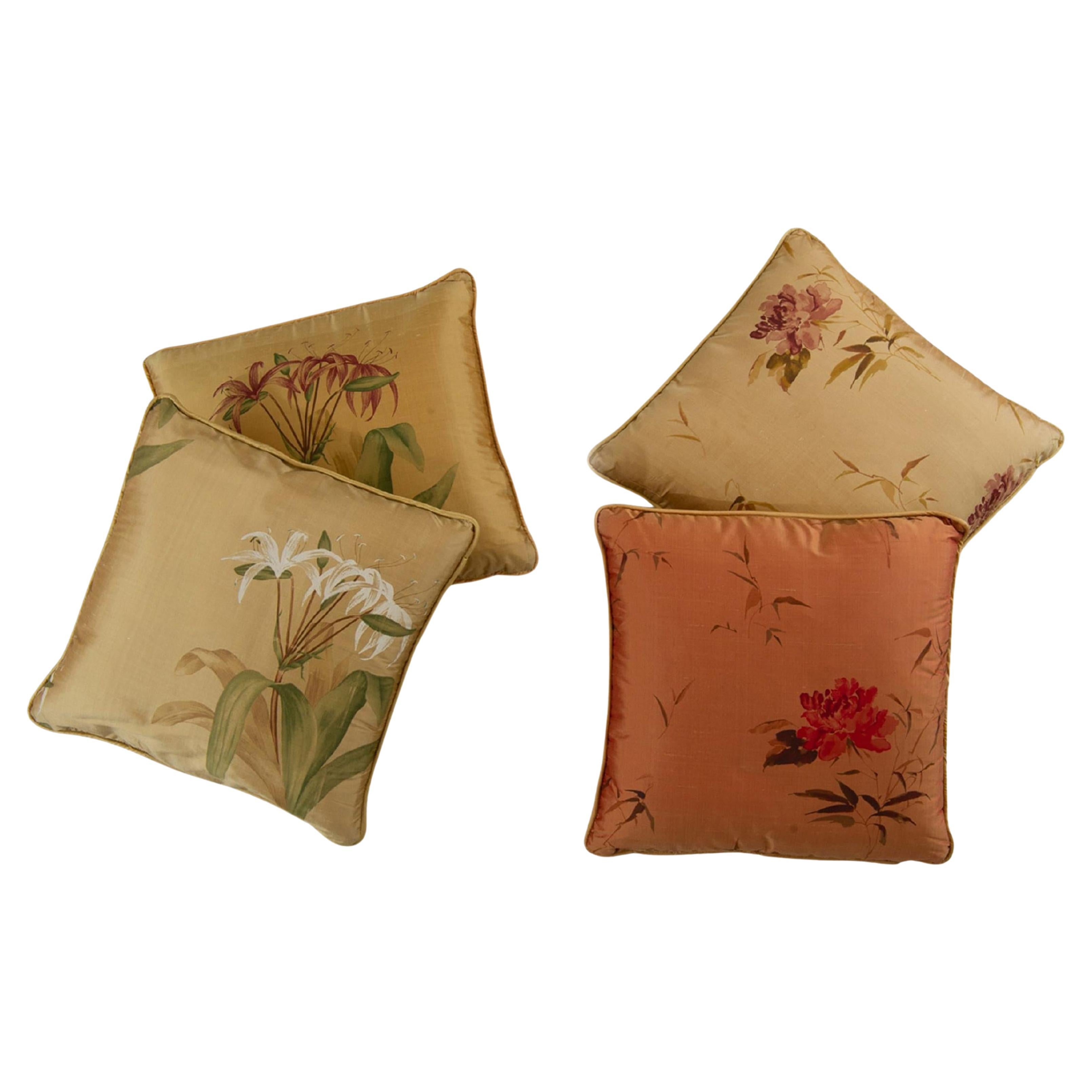 Two Pairs of Italian Silk Pillows For Sale