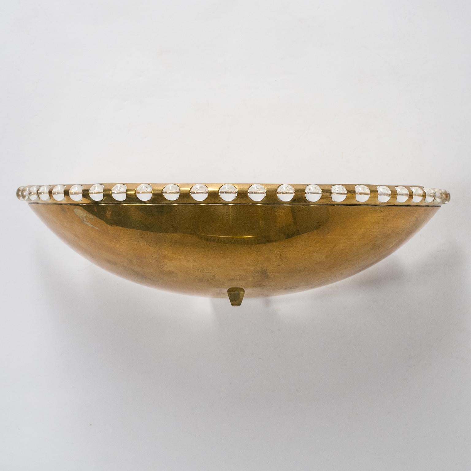 J.T. Kalmar Uplight Sconces, 1950s, Brass and Crystal Glass 3