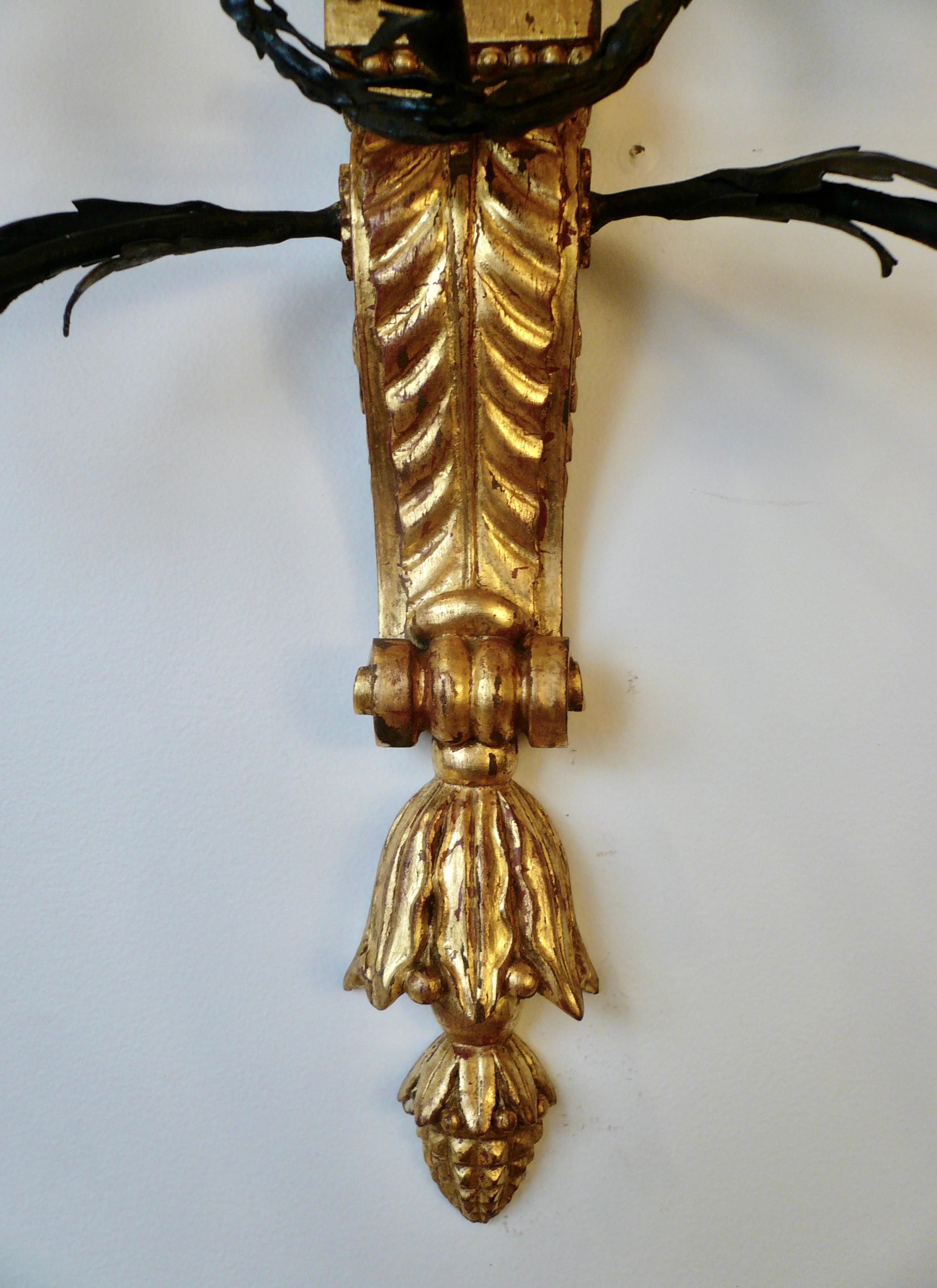 American Three Pairs of Signed E. F. Caldwell Carved Giltwood and Iron Swan Form Sconces For Sale