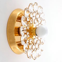 One of Three Palwa Sconces Wall Lamps Lights, Gilt Brass, 1970