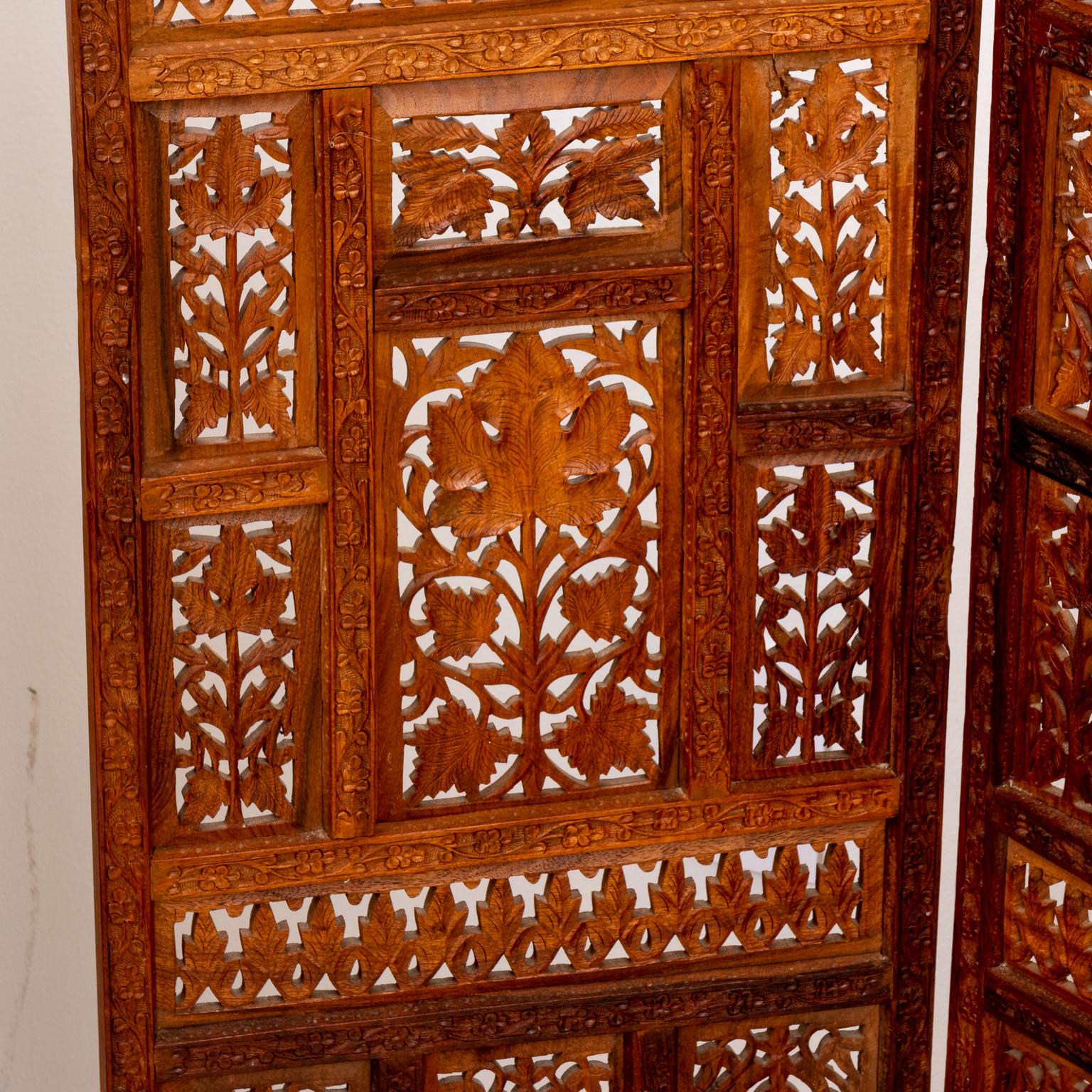 Carved Three Panel Anglo-Indian Screen