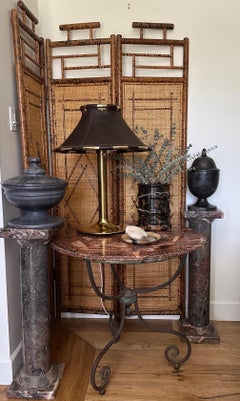 Three-Panel Bamboo and Rattan Room Divider