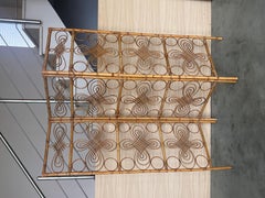 Three-Panel Bamboo Wicker Rattan Folding Screen Room Divider, France 1960s