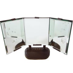 Three Panel Bevelled Table Mirror Stamped “Apex”