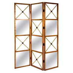 Three-Panel Contemporary Neoclassical Style Mirrored Screen
