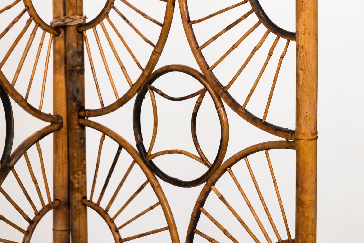 Three-Panel Foldable Bamboo Screen, circa Mid-20th Century 8