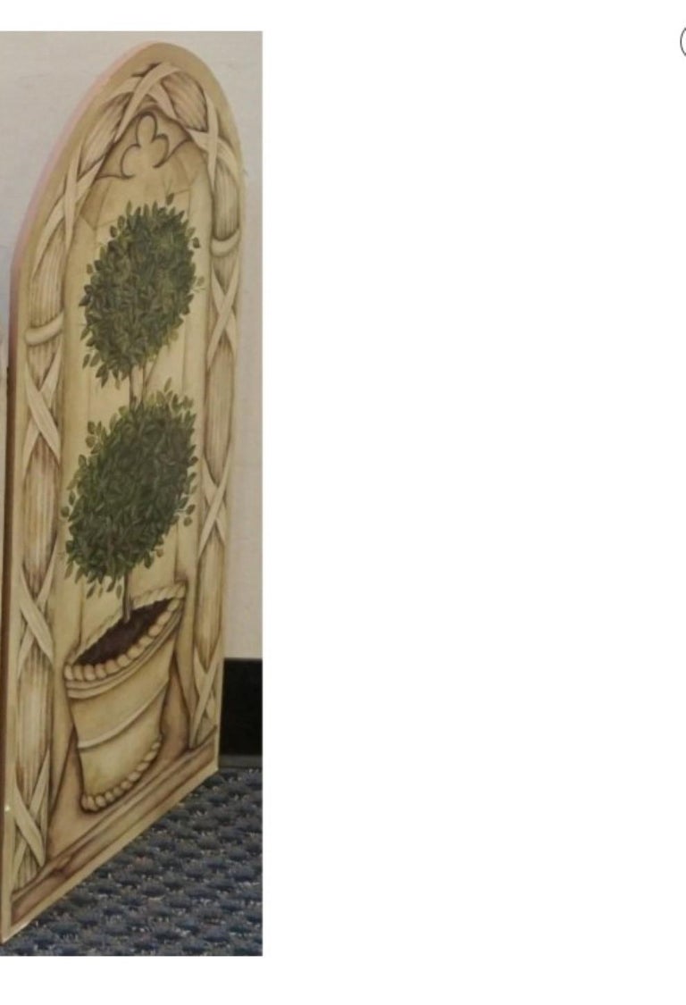 American Three Panel Folding Hand Painted Fireplace Screen For Sale