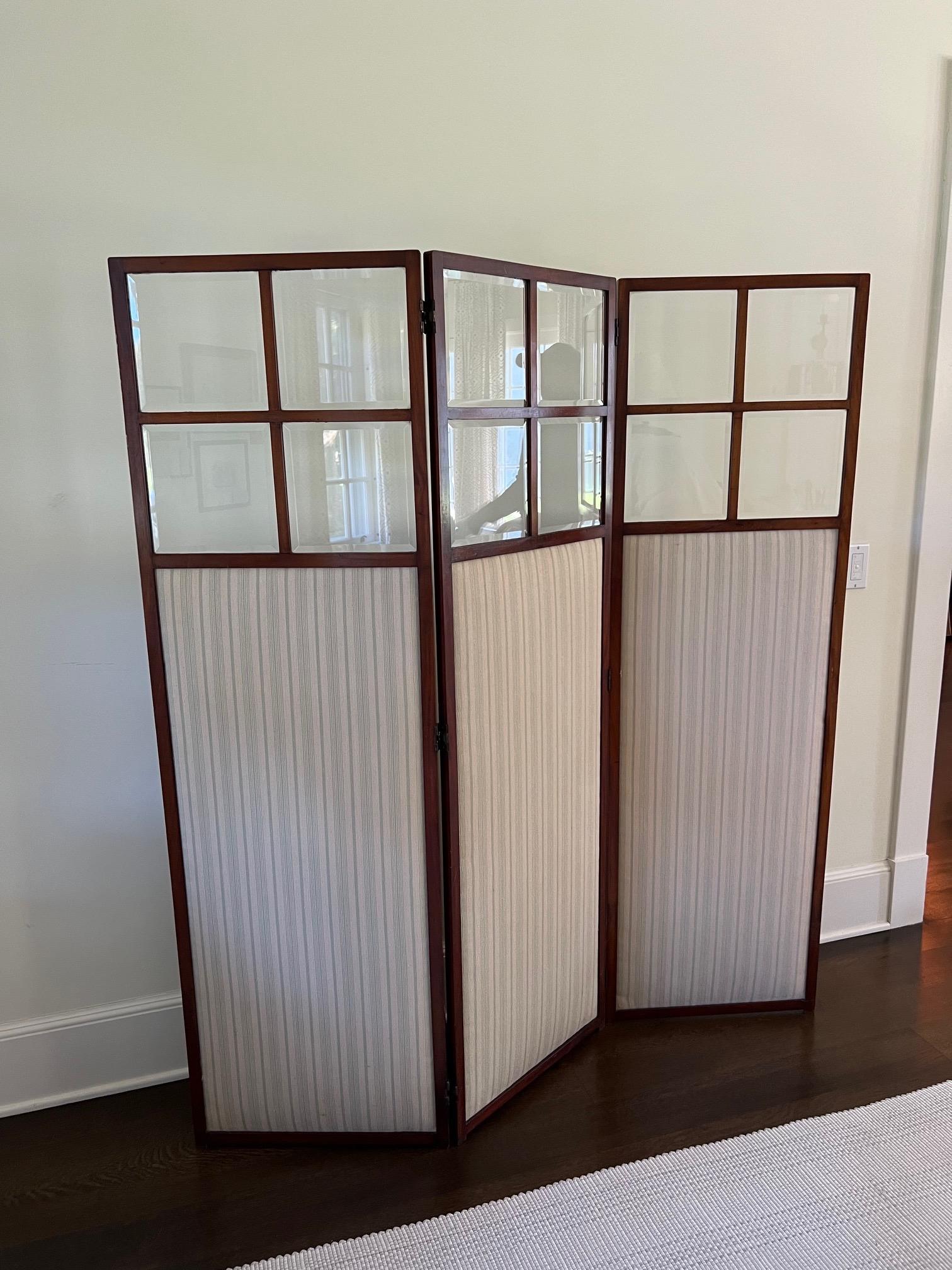 Wood Three-Panel Folding Screen/Room Divider, 20th Century