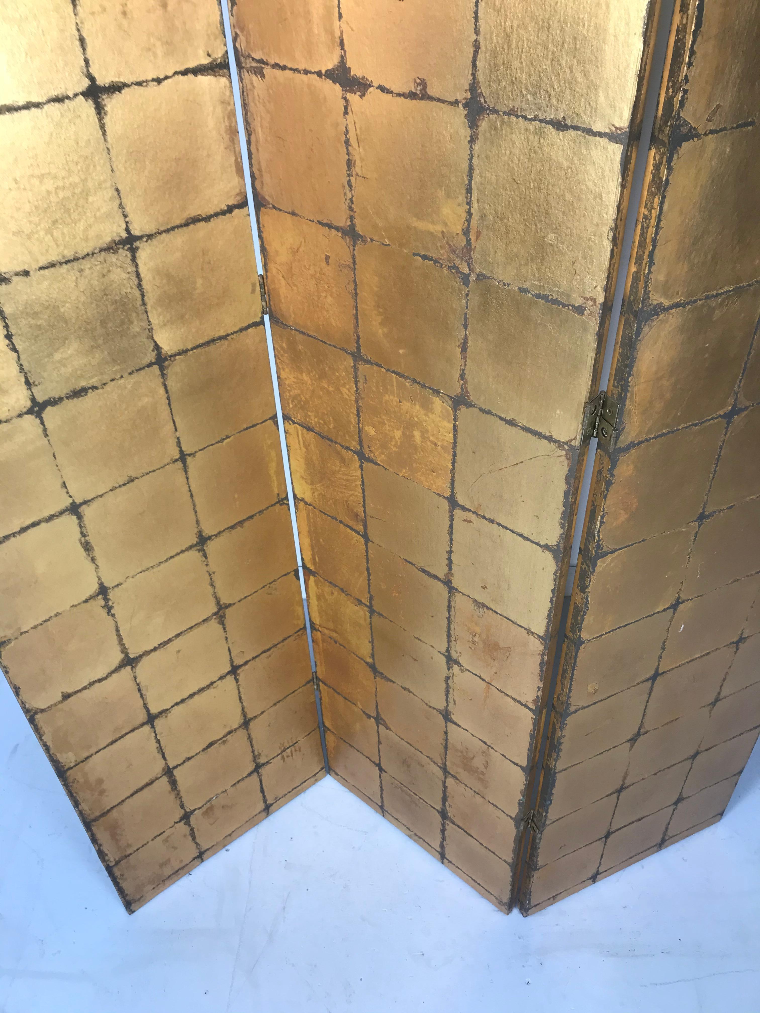 Italian Three-Panel Gold Leaf Arched Screen / Room Divider, Italy