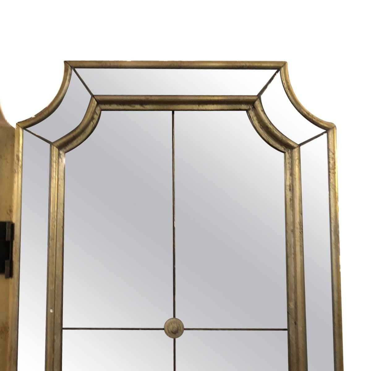 Hollywood Regency Three-Panel Mirrored Folding Screen For Sale