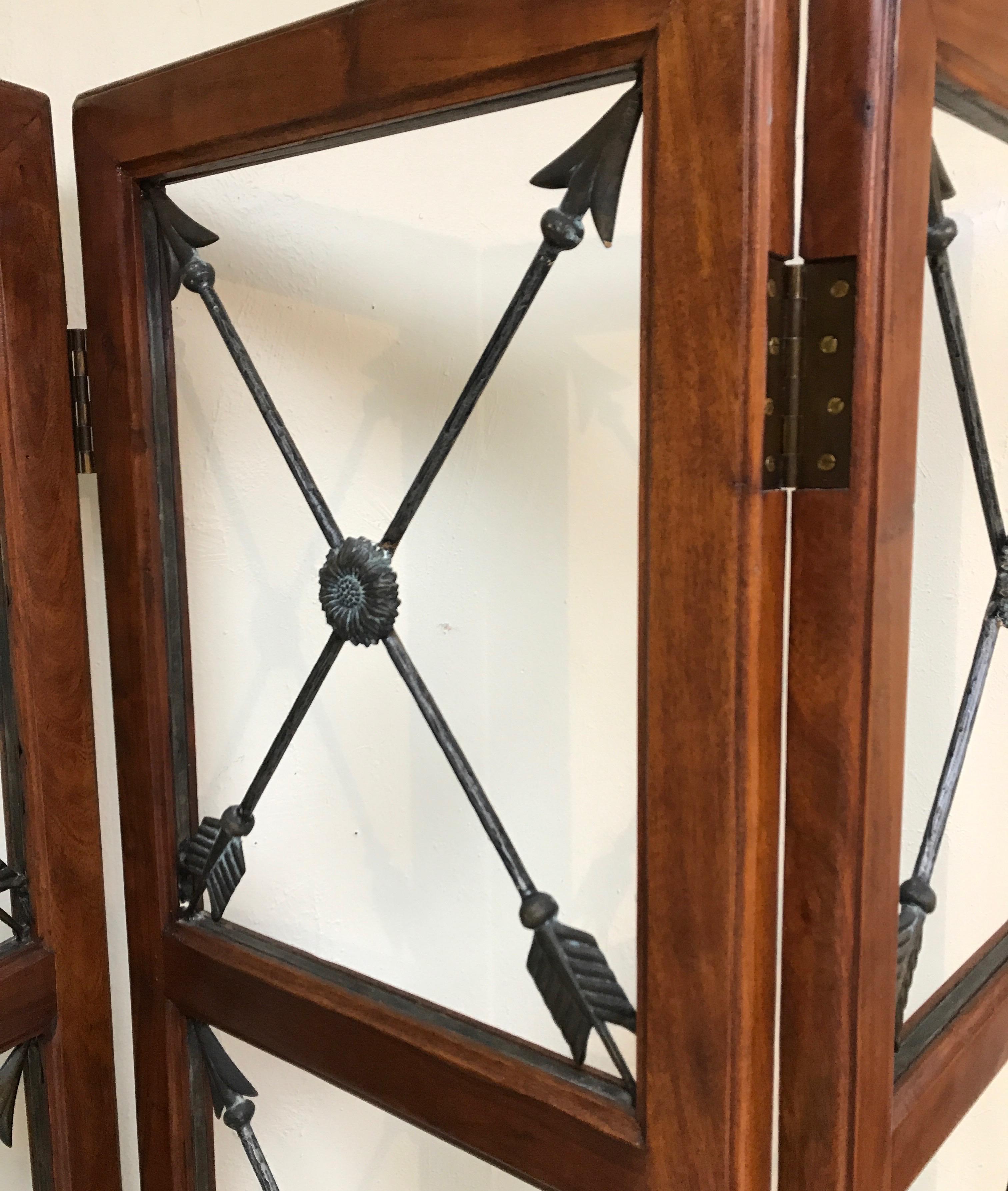 20th Century Three-Panel Neoclassical Crossed Arrows Screen