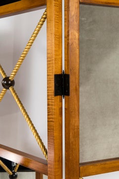 Paravento a specchio a tre pannelli in stile neoclassico contemporaneo