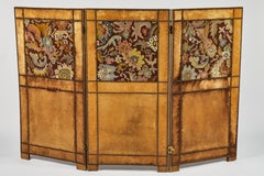 Three-Panel Velvet and Tapestry Folding Screen, 19th Century