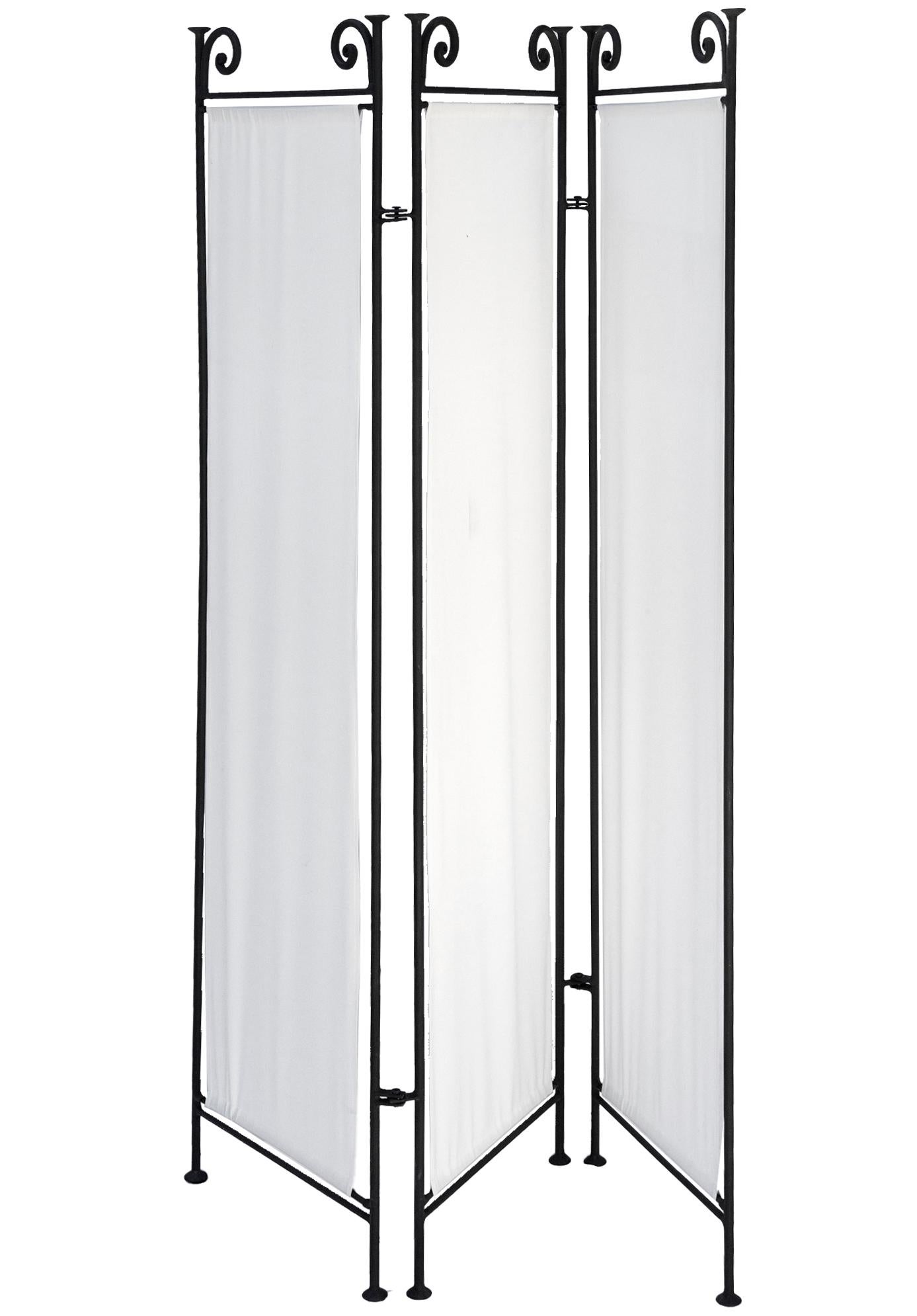 Rustic Three Paneled Wrought Iron Screen Indoor/Outdoor For Sale