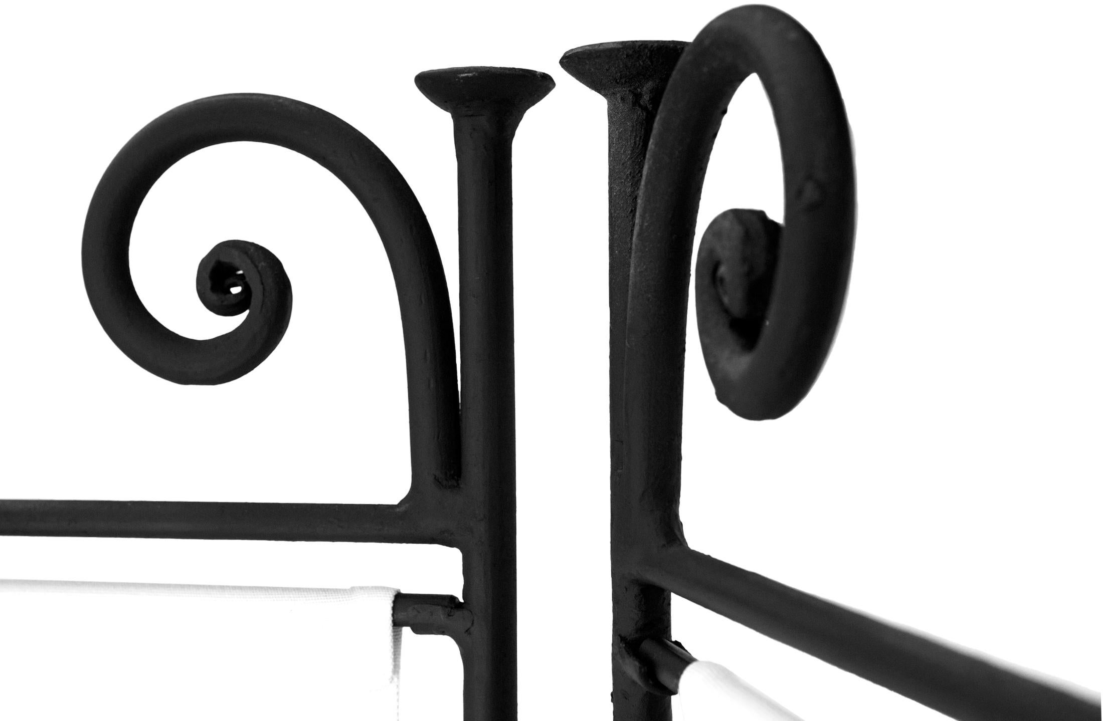 Forged Three Paneled Wrought Iron Screen Indoor/Outdoor For Sale