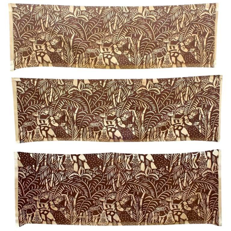 Three Panels by Raoul Dufy, 'La Danse' Printed Fabric for Paul Pioret For Sale