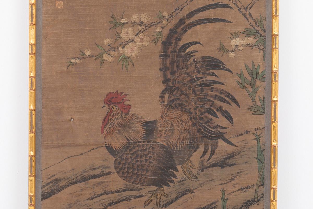 19th Century Three Panels in Rice Paper with a Chinese Decor, circa 1880