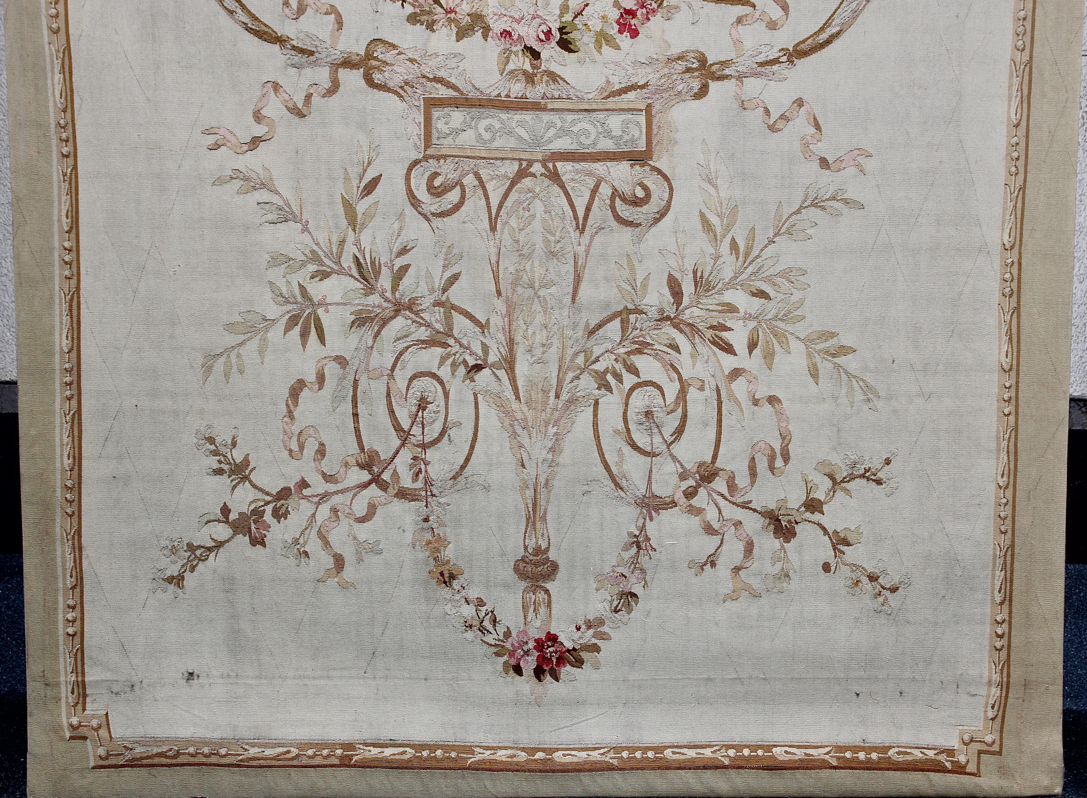 Tres Partes, Antiguo, Bordado Francés, Aubusson, Tapiz, Decoración de Pared en venta 4