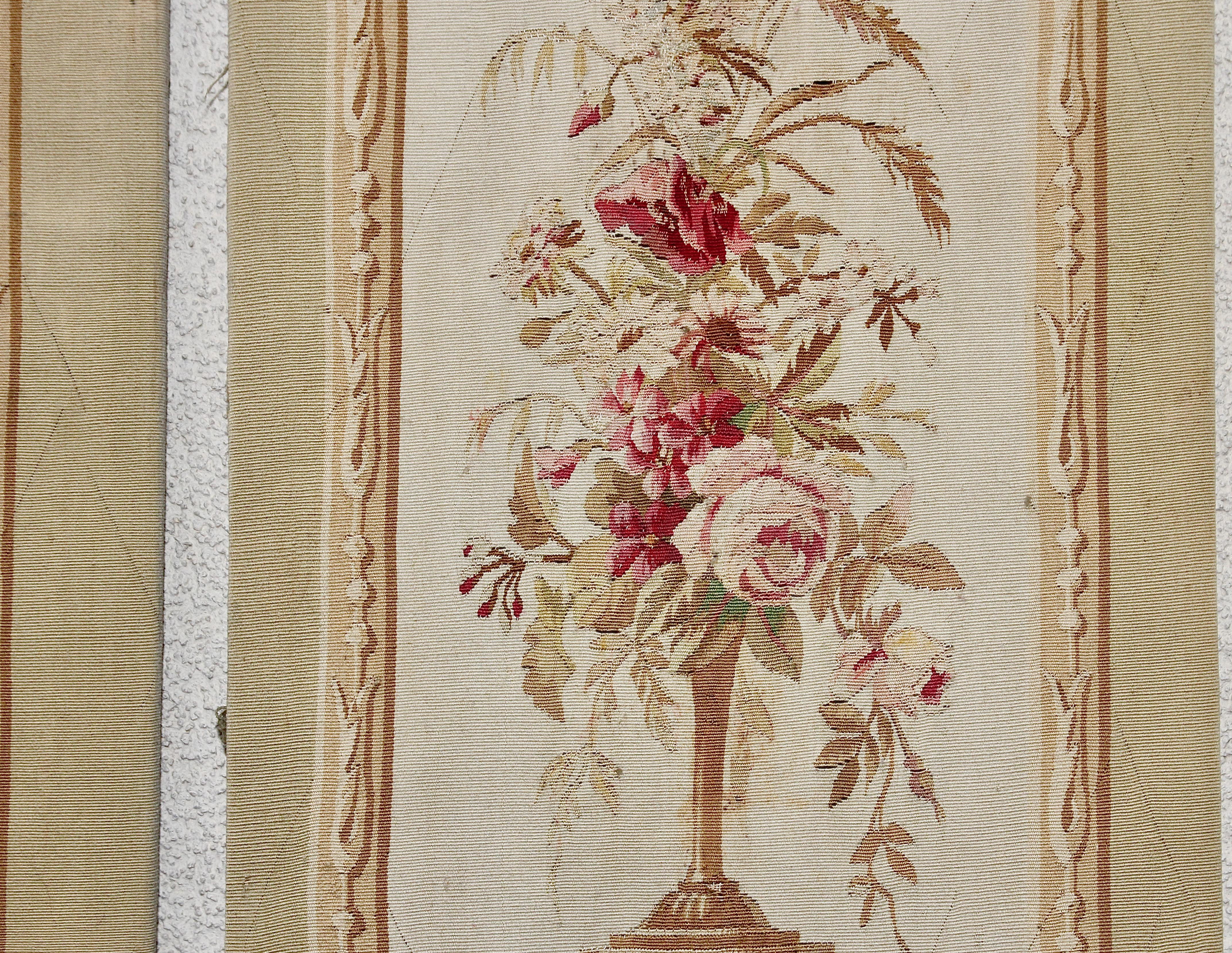 Three-Part, Antique, French Embroidery, Aubusson, Tapestry, Wall Decoration For Sale 1