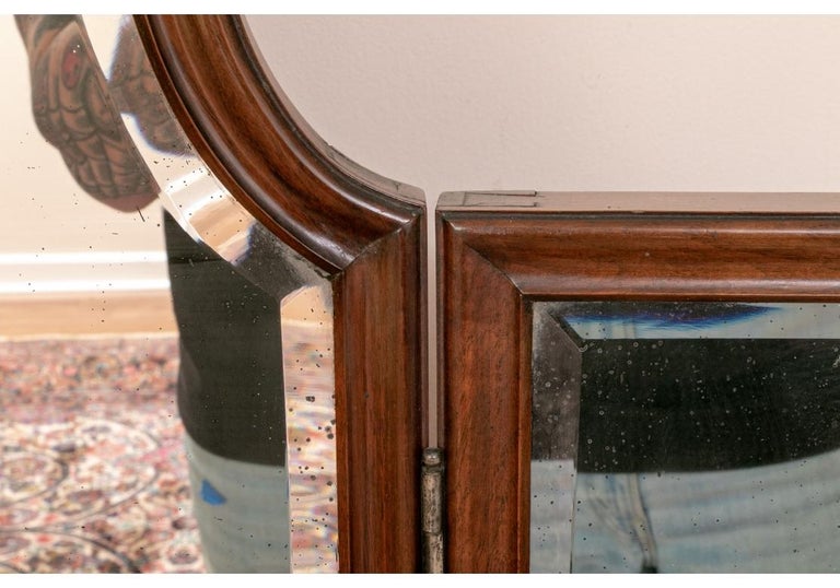 Three-Part Folding Midcentury Cheval Mirror For Sale at 1stDibs