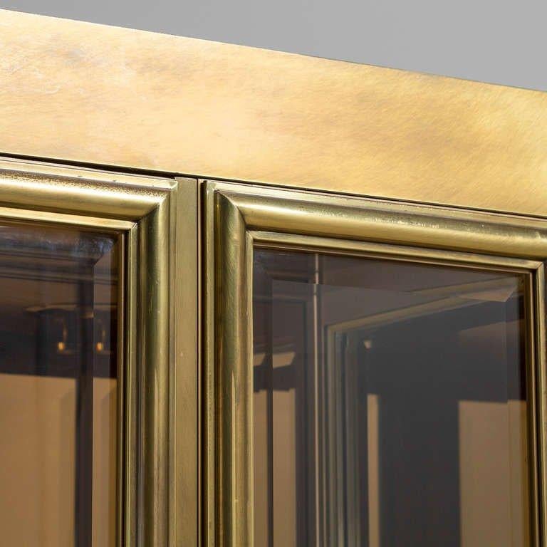 Three Part Mastercraft Designed Brass and Glass Display or Vitrine Cabinets In Good Condition In Dallas, TX