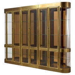 Three Part Mastercraft Designed Brass and Glass Display or Vitrine Cabinets