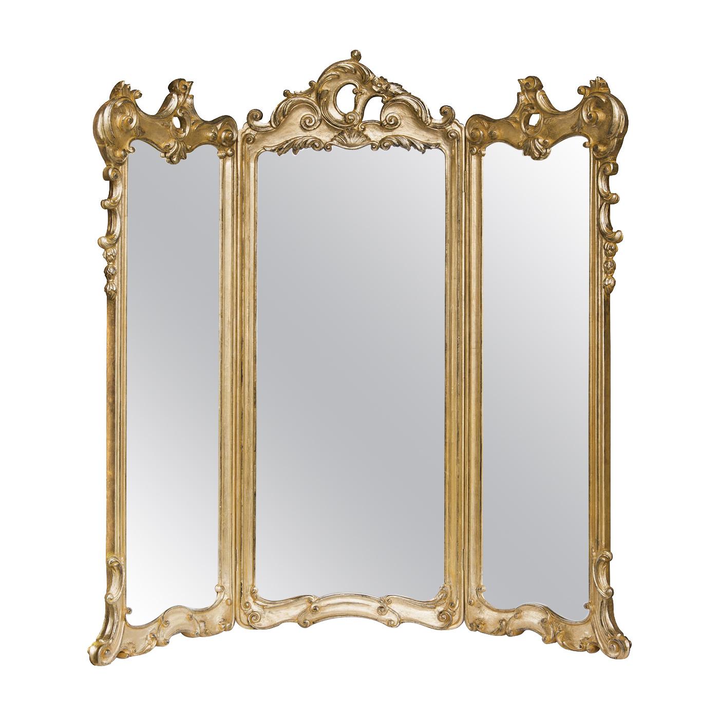 Three-Part Mirror with Gold Leaf