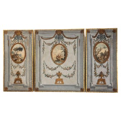 Antique Three-part painted wall panels, Italy or France, 2nd Half of the 19th Century