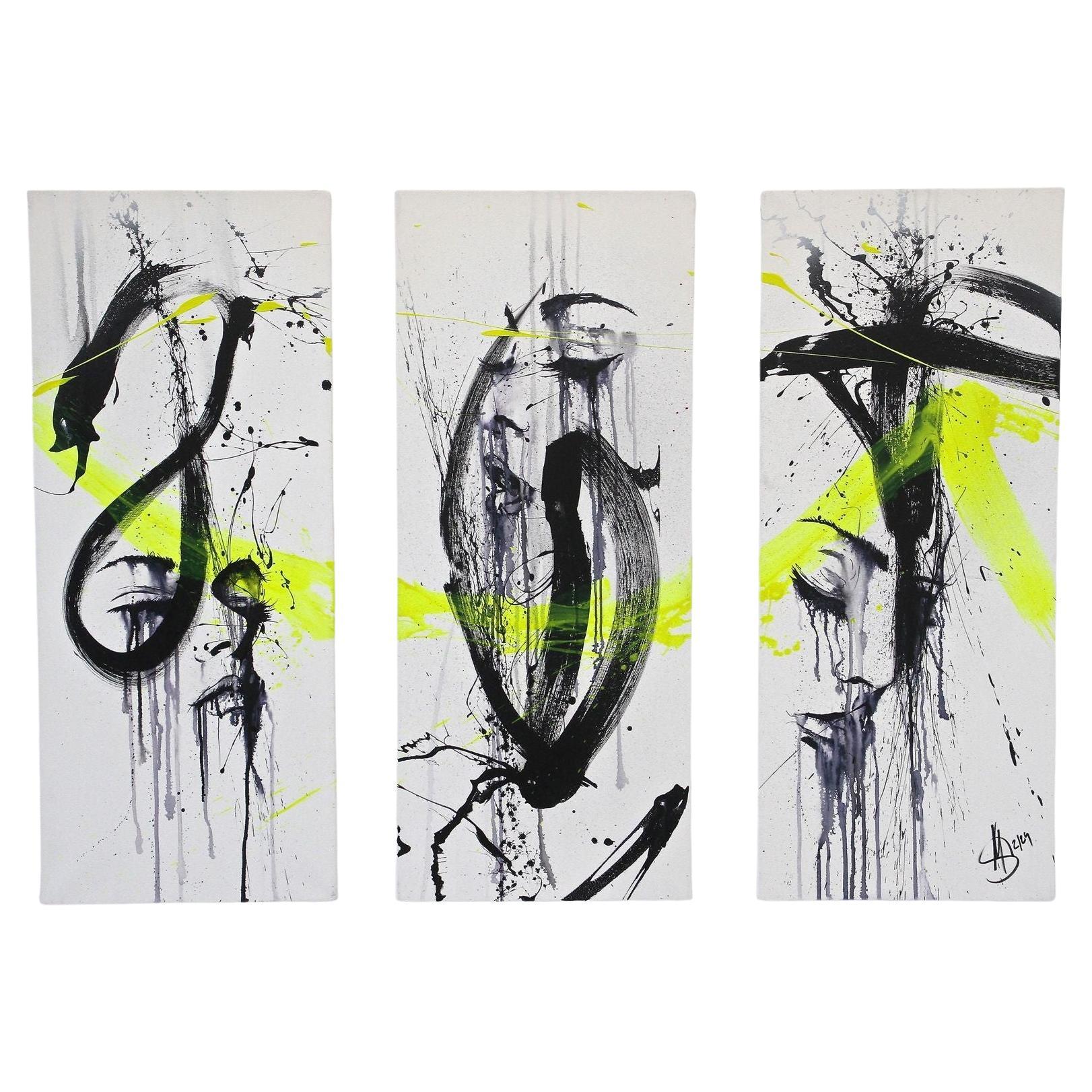 Three-Part Painting "Eve & The Snake" by MS, Acryl on Canvas, Austria 2024 For Sale