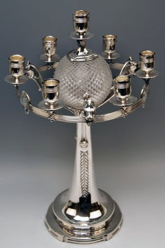 Three-Part Table Set Centerpiece Pair of Candelabras Silver Plated, Germany 1915