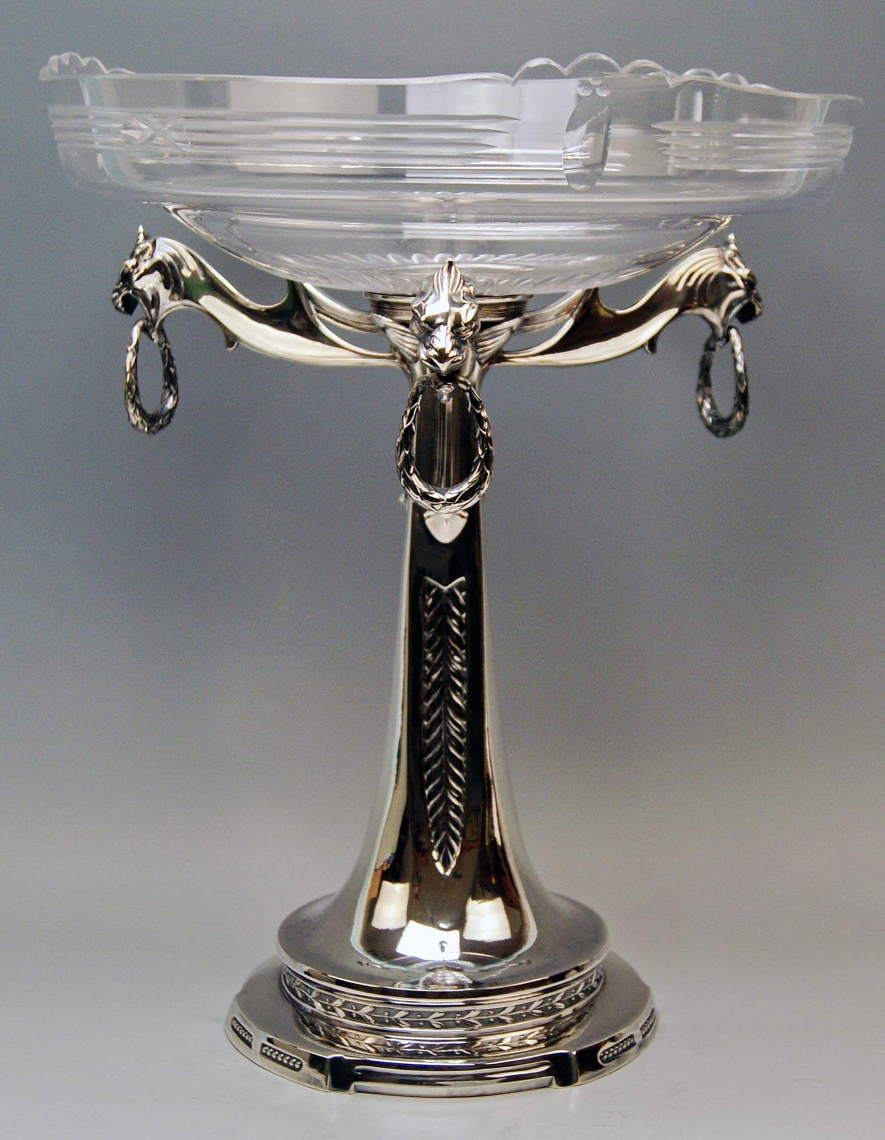 Metal Three-Part Table Set Centerpiece Pair of Candelabras Silver Plated, Germany 1915 For Sale