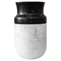 Handmade Three Parts Vase in White Carrara and/or Black Marquina Marble
