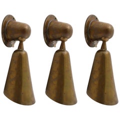 Three Patinated Brass Sconces, Italy, 1950s