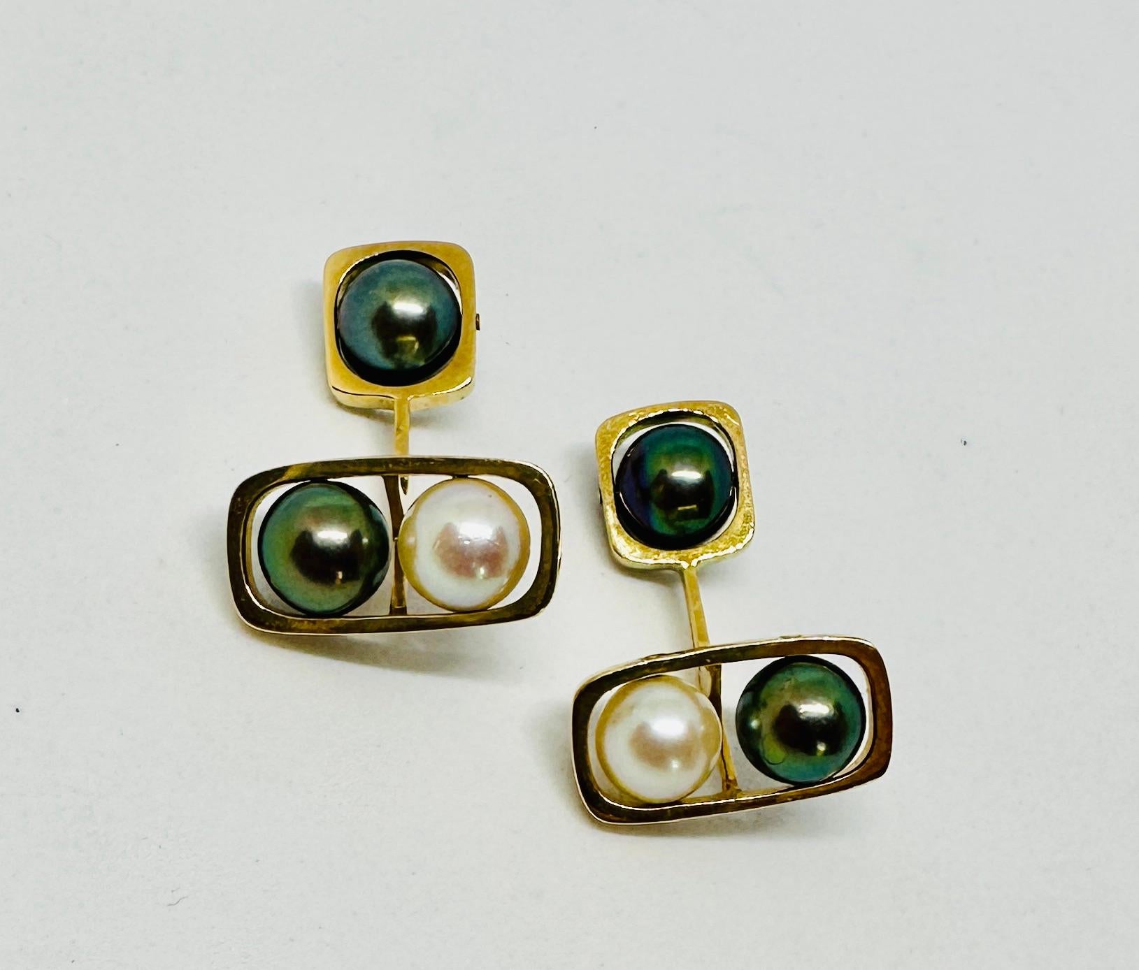 Manschettenknöpfe „Three Pearls“ von Jean Dinh Van für Pierre Cardin  (Rundschliff) im Angebot