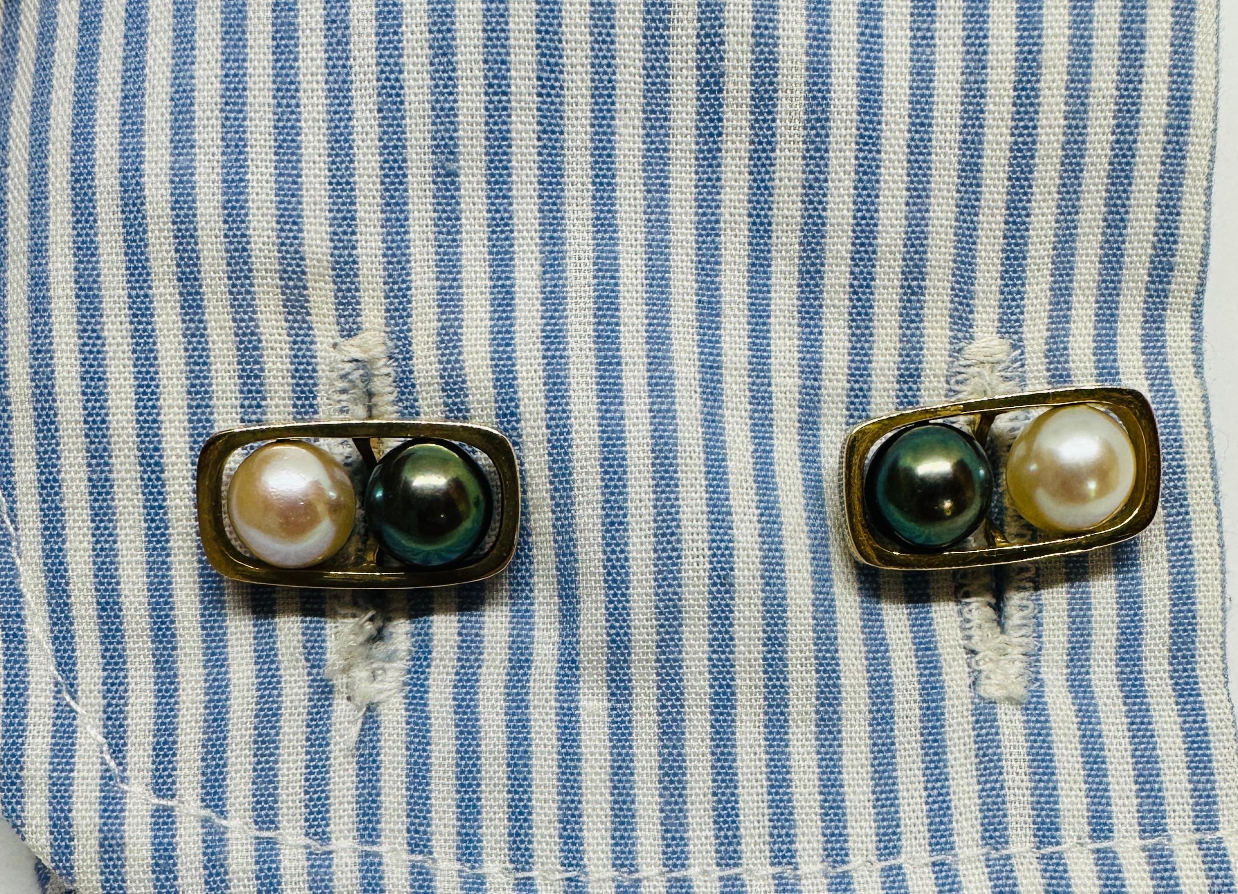 Boutons de manchette « Trois perles » de Jean Dinh Van pour Pierre Cardin  Excellent état - En vente à San Rafael, CA