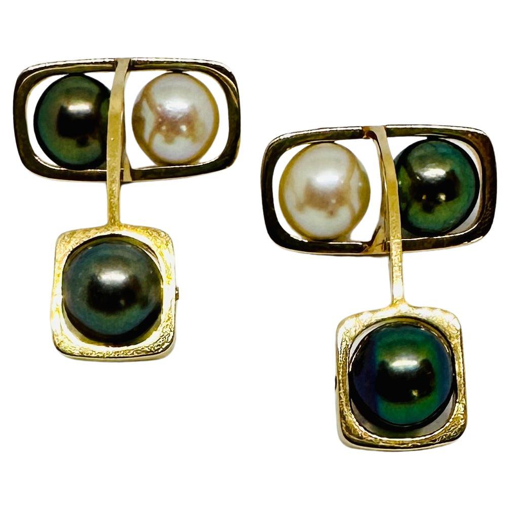 "Three Pearls" Cufflinks by Jean Dinh Van for Pierre Cardin  For Sale