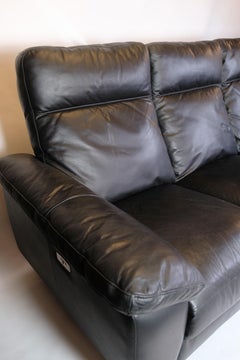 Three Person Sofa With Adjustable Seat In Genuine Leather
