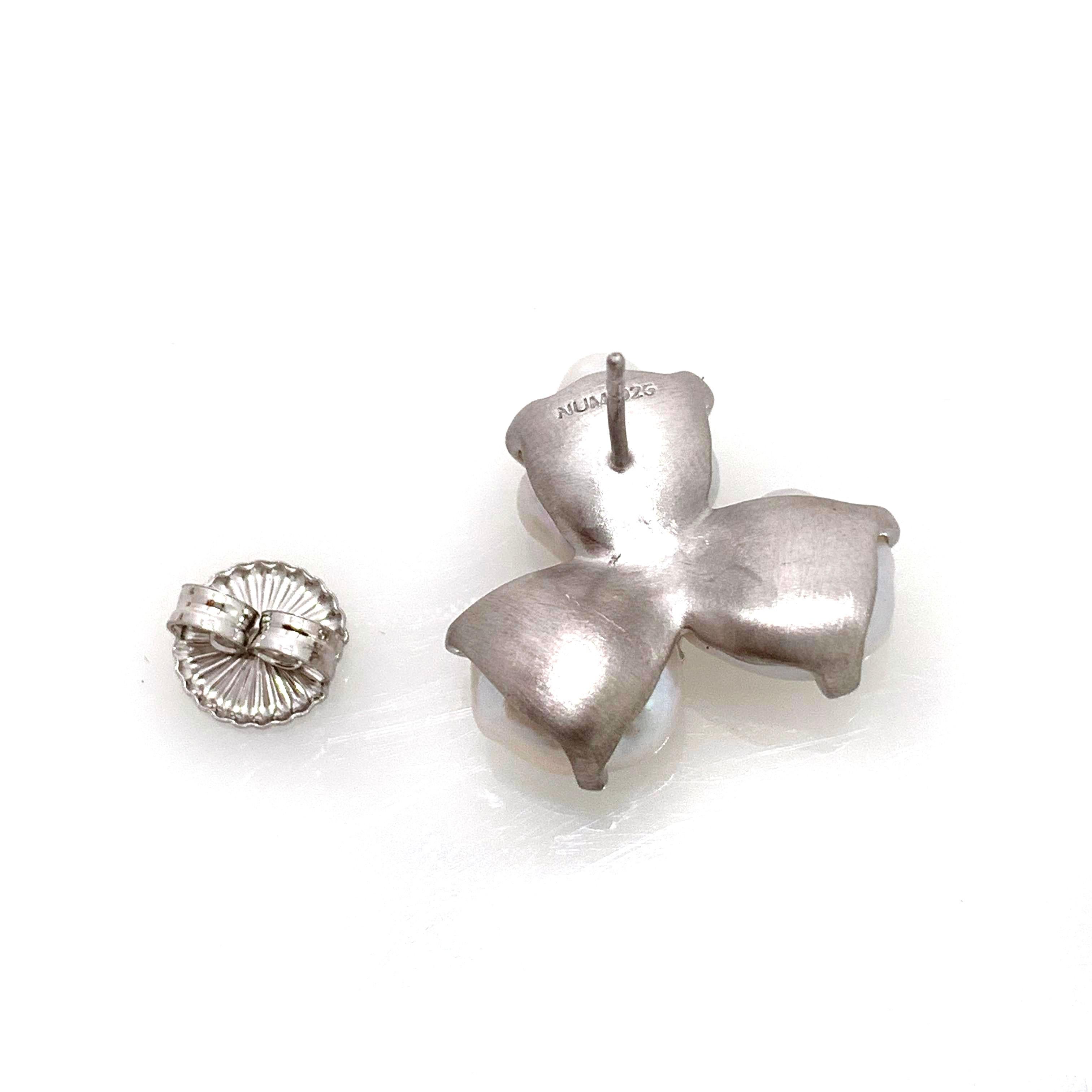 Three-petal Baroque Pearl Flower Earrings 1