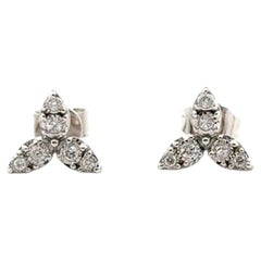 Three Petals Diamond 18K White Gold Stud Earrings for Her