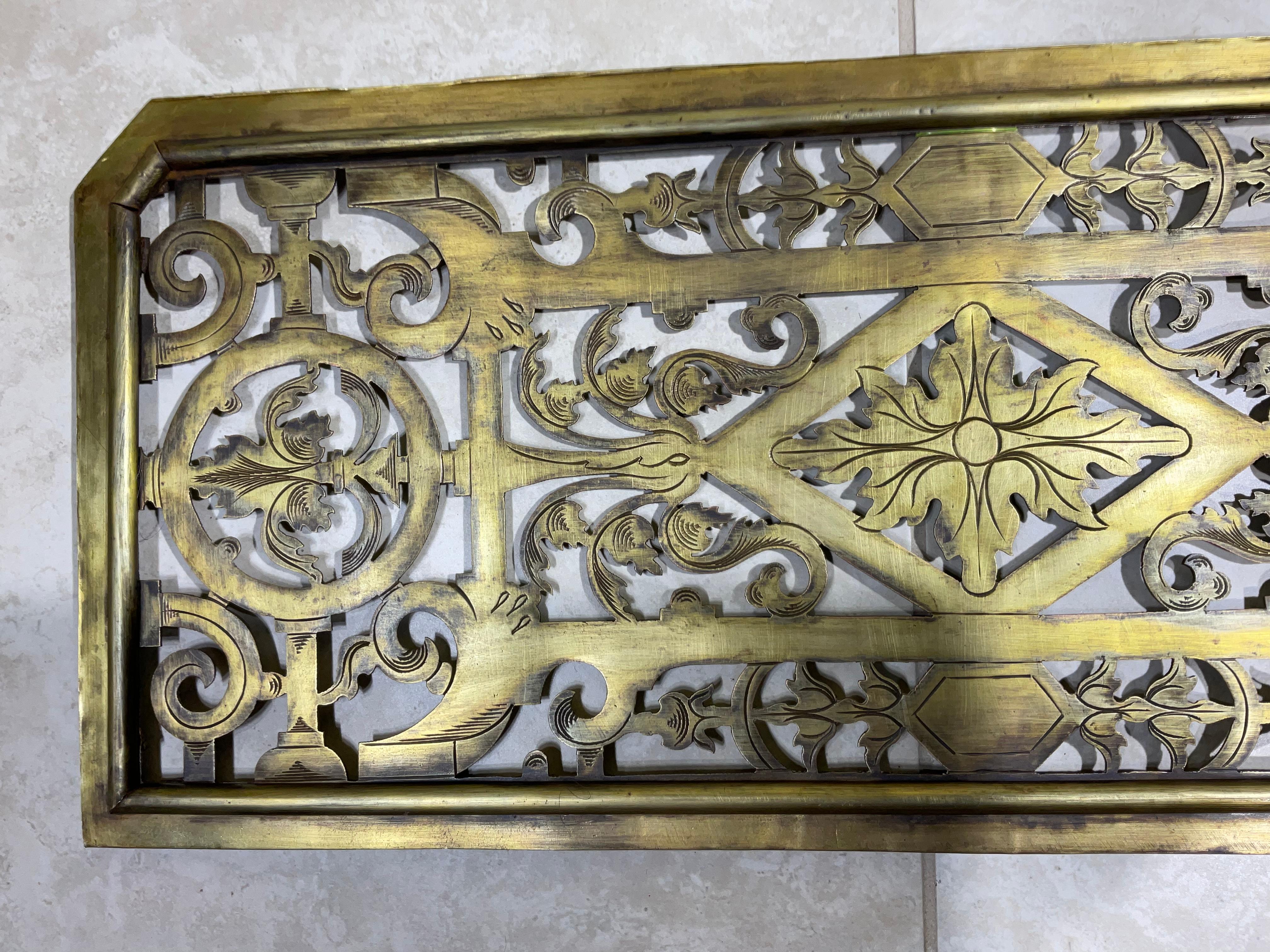 Hand-Crafted Three Piece 19th Century Brass Wall Hanging Ornament For Sale