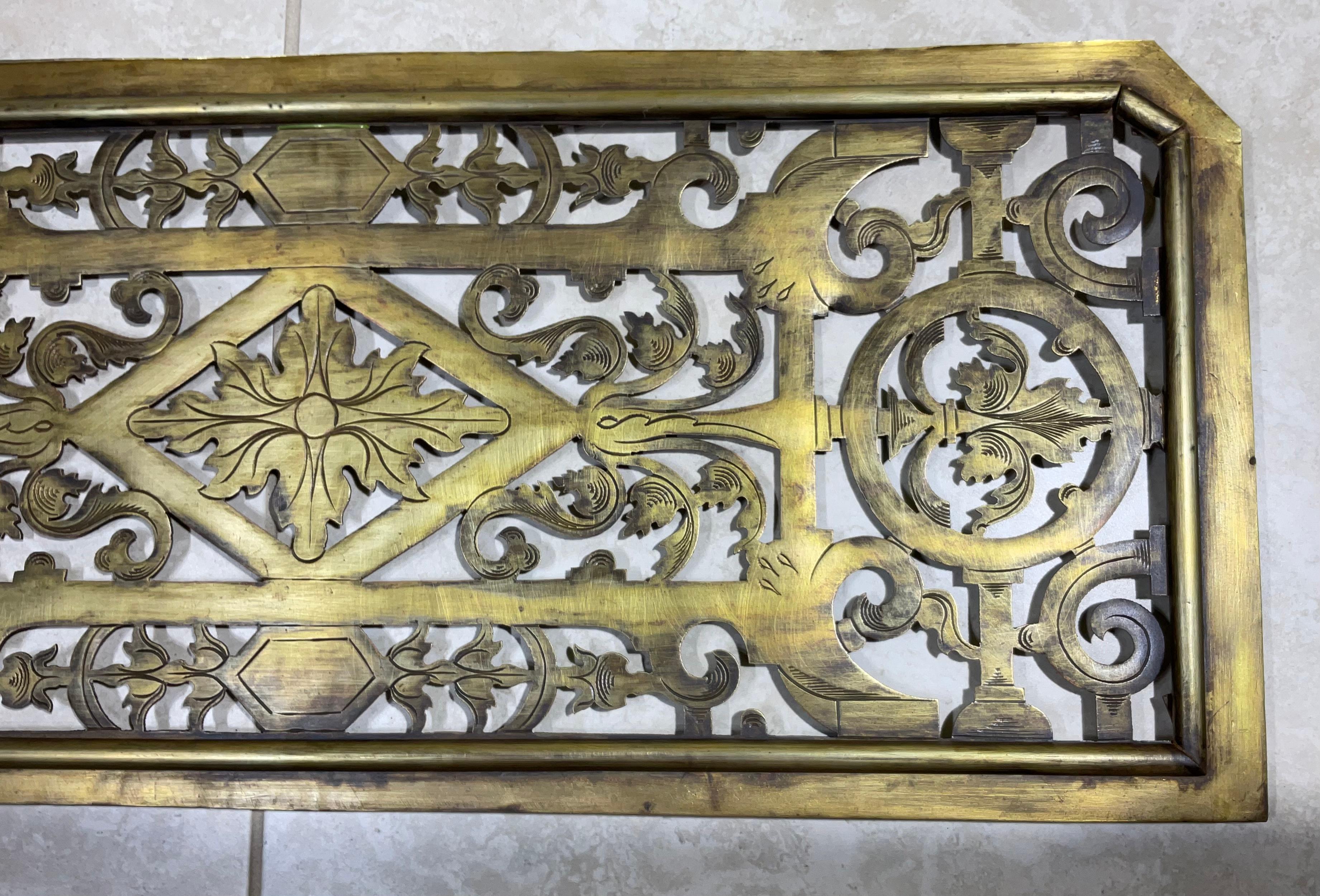 Three Piece 19th Century Brass Wall Hanging Ornament In Good Condition For Sale In Delray Beach, FL
