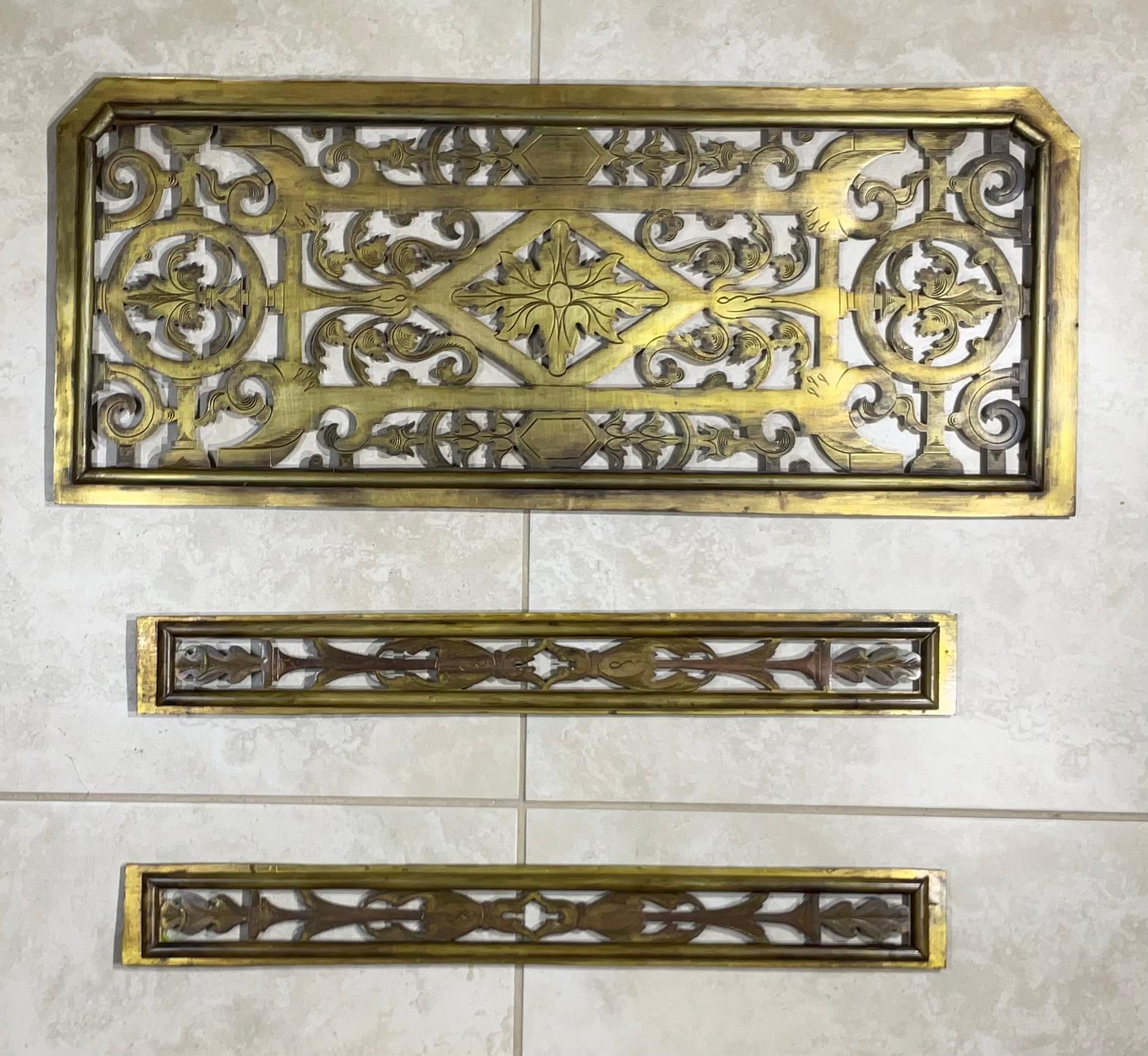 Three Piece 19th Century Brass Wall Hanging Ornament For Sale 1