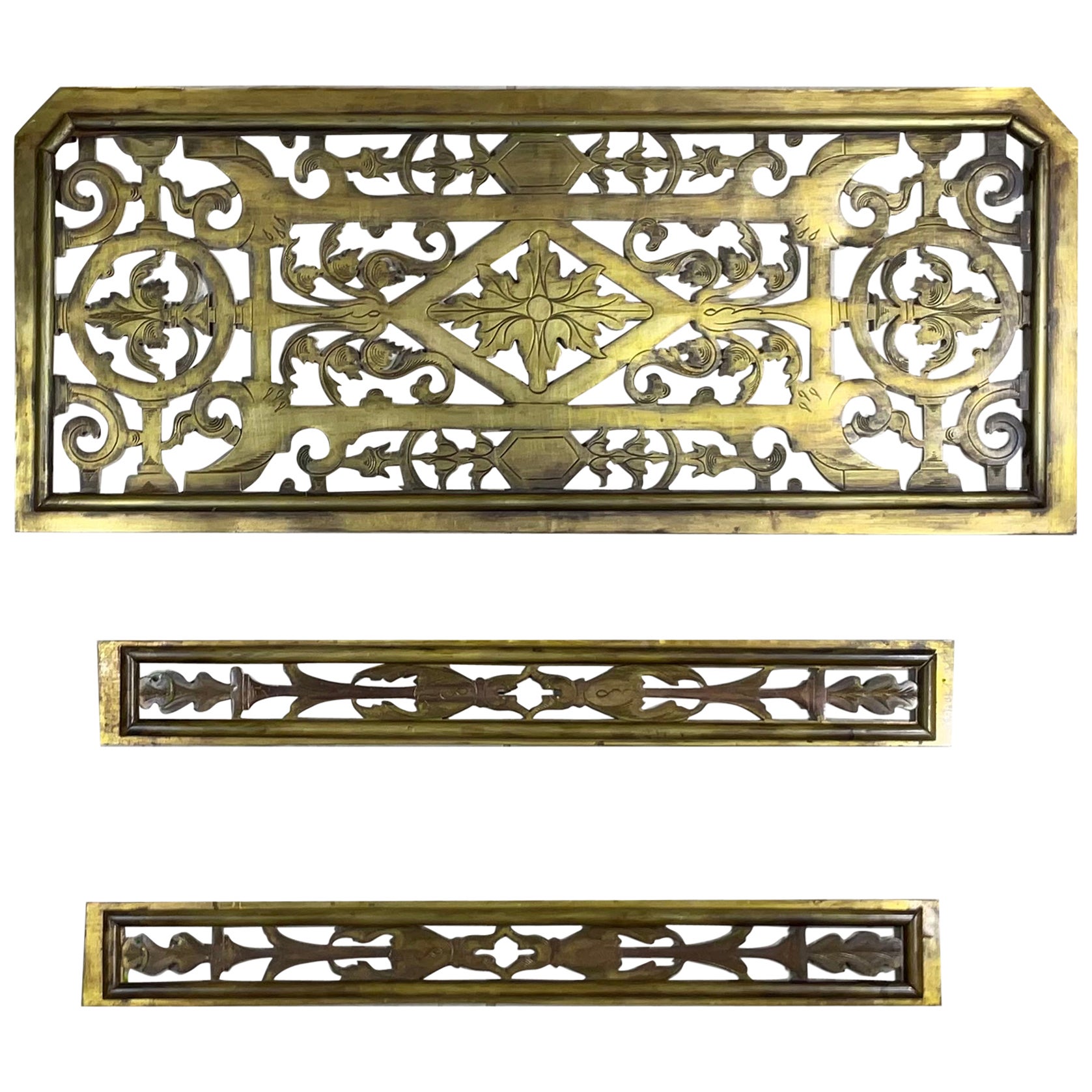 Three Piece 19th Century Brass Wall Hanging Ornament